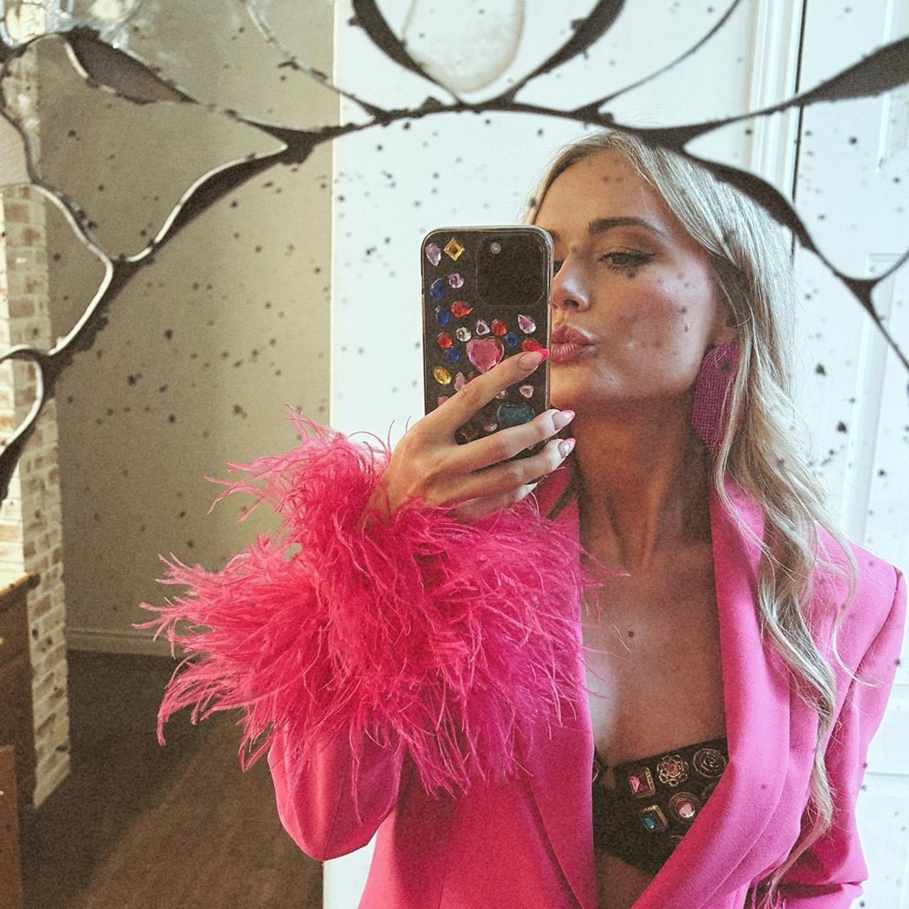 Pink Feather Blazer
